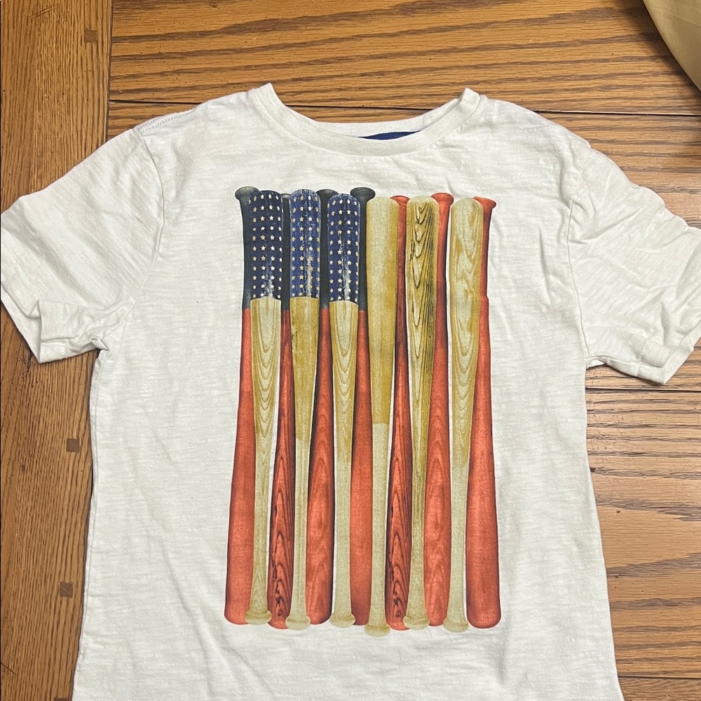 GAP Kids Short Sleeve Tee with Baseball Bat Graphic - Cream
